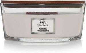 WoodWick Warm Wool Scented Candle, Ellipse Jar, HearthWick Flame - 16 Ounces