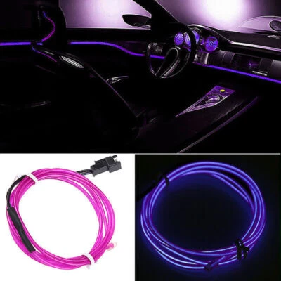 2m Purple LED Interior Decor Atmosphere Wire Strip Light Accessories+Cigarette A - Image 1 of 4