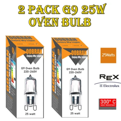 2x Oven Halopin 25w G9 Halogen Capsule Light Bulb for Cooker and Microwave - Image 1 of 4