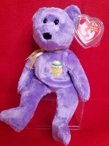 TY Beanie Baby MWMT - HUEVOS 3 el oso de Pascua púrpura - Imagen 1 de 5