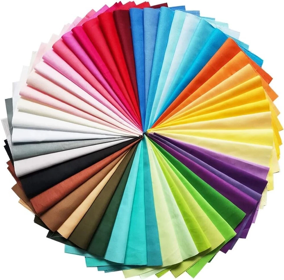 100% Cotton 6 x Plain Coloured Fat Quarter Set Crafting Patchwork Buntings Art - Image 1 of 1