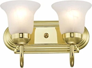 Livex Lighting 1072-02 Riviera 2-Light Bathroom Light Polished Brass - Picture 1 of 9