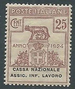 1924 REGNO PARASTATALI CASSA NAZIONALE LAVORO 25 CENT LUSSO MNH ** - M38-2 - Picture 1 of 1
