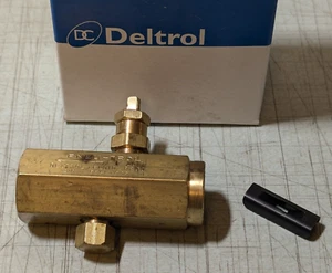 Válvula de control de flujo de latón hidráulica en línea genuina Deltrol 1/4" 10000-02 NUEVA - Imagen 1 de 6