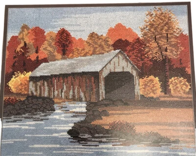 Covered Bridge fall AUTUMN ARTISTRY by P Tyndall Cross Stitch 4 Seasons Series - Image 1 of 4