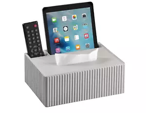 PU Leather Tissue Box Cover - Multifunctional Tissue Box Holder Grey - Picture 1 of 3