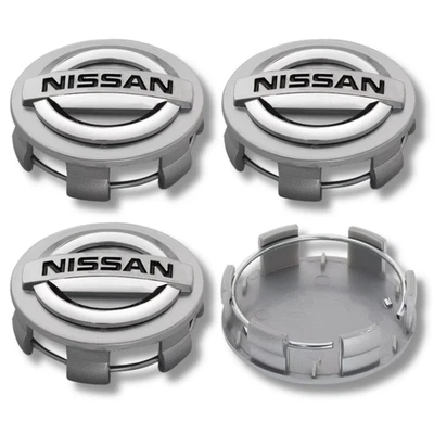 Tapacubos de tapa central de aleación x4 60 mm plateado para Nissan X-trail Sentra Patrol Nismo Foto 1 de 4