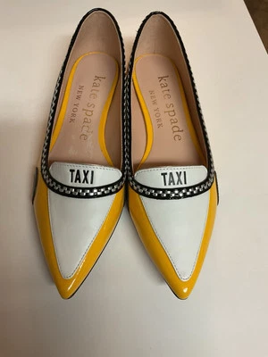 KATE SPADE Amarillo Negro Charol TAXI Ballet Pisos PSz 6.5 Nuevo Defectos Caja Foto 1 de 4