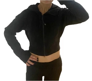 Lululemon Scuba Full-Zip Cropped Hoodie Black Size S Small W Thumbholes - Bild 1 von 8