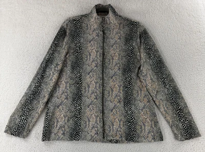 Exclusively Misook Jacket Womens Medium Brown Black Snakeskin Sequins Full Zip - Image 1 of 4