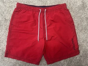 Nautica Swim Trunks Men’s Red 8” Inseam Lined Pockets Drawstring XL - Picture 1 of 9