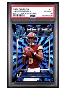 2024 Donruss Jayden Daniels Retro Rated Rookie #11 PSA 10 GEM MINT RC Commanders - Bild 1 von 2