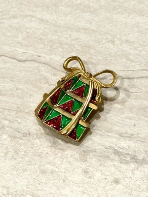 Broche prendedor vintage de vacaciones de Navidad AK Anne Klein esmalte regalo caja de regalo Foto 1 de 4