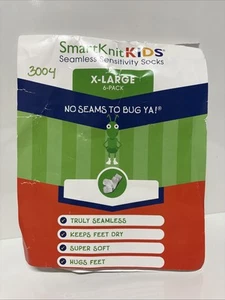 SmartKints Kids Seamless Sensitivity Socks XL 6 Pairs - Picture 1 of 11