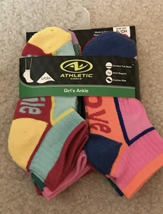 Lycra Athletic Works niñas tobillo multicolor calcetines seis pares - Imagen 1 de 1