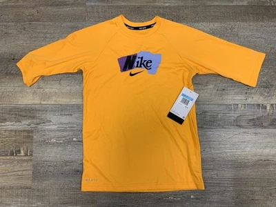 Nike Camisa de Natación Niños Mediana Amarilla Dri-FIT UV Protector contra Erupciones Gráfico Foto 1 de 4