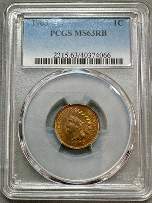 1903  INDIAN CENT  PCGS  MS63 RB - Image 1 of 4