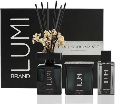 Luxury Aroma Gift Set | Bamboo Forest - Reed Diffuser (200ml), Wood Wick Soy Can - Image 1 of 4