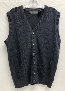 Men's Oscar de la Renta Grey Button-Up Sweater Vest Size Large - Picture 1 of 5