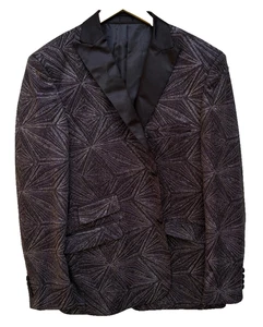 Chaqueta de Esmoquin Brillante Blu Martini Para Hombre Grande Negra 100% Poliéster - Imagen 1 de 11