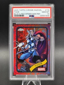 2025 Topps Chrome Marvel THOR Blue & Red Web 27/62 PSA 10 (Pop 1 !!!) #119 - Picture 1 of 2