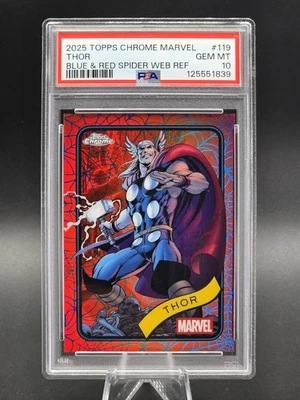 2025 Topps Chrome Marvel THOR Blue & Red Web 27/62 PSA 10 (Pop 1 !!!) #119 - Image 1 of 2