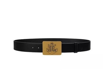 Ralph Lauren Mujer Ancla-Hebilla Cuero Cinturón Ancho EE. UU. L/37" Cintura Negro Foto 1 de 3