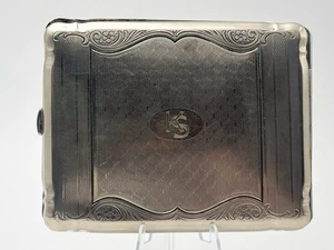 Zigarettenetui KS Vintage Metall Smoking Box Blumenmuster Tobacciana Alpacca - Bild 1 von 12