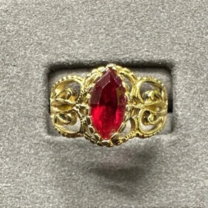 Vintage Art Deco Edwardianischer Solitär Ring mit rotem Stein 14KT GE ESP Größe 8 - Bild 1 von 9