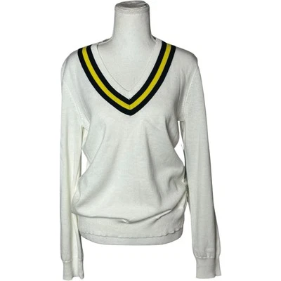 Ralph Lauren Active L-RL Medium White V neck Cotton Knit  pull over sweter Women - Image 1 of 4