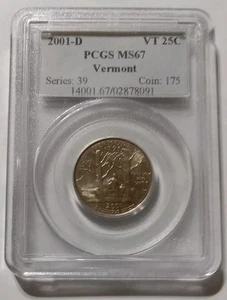 2001-D Vermont State Quarter PCGS MS67 - Picture 1 of 2