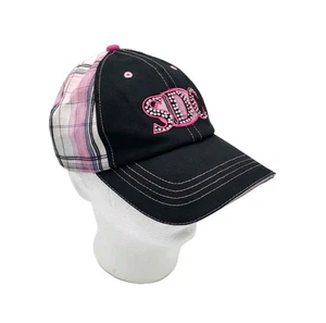Cappello Berretto Silver Dollar City Branson, MO SDC Nero Rosa Plaid Paillettes Strapback - Foto 1 di 8