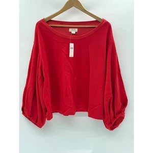 Anthropologie Maeve Sweatshirt Women Size Large Red Pullover Long Sleeve New - Picture 1 of 12