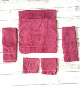 Vintage Sears Hot Pink Magenta Badetuch 6tlg Set Badetücher Handwaschlappen - Bild 1 von 2