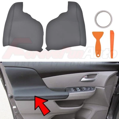 2Pc Door Armrest Cover Leather Replacement for 2011-2017 Honda Odyssey Dark Gray - Image 1 of 4