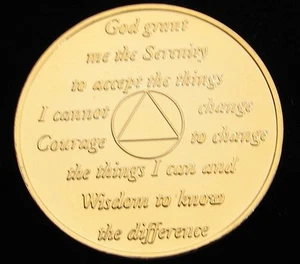 Vintage 24K vergoldet Anonyme Alkoholiker 11 Jahre Medaillon Münze Medaille Chip - Bild 1 von 2