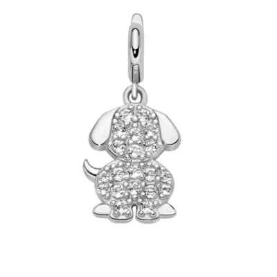 MILUNA  SIMBOLI  CHARM  CANE  ARGENTO 925 E TOPAZI BIANCHI PFD898 - Immagine 1 di 2