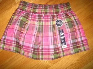 Girl PINK OLIVE GREEN MAGENTA STRIPED PLAID SCHOOL GIRL SKORT SKIRT NWT 6 6X - Picture 1 of 4
