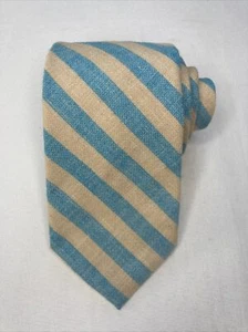 Cambridge Classics Tie Beige Blue Striped Necktie - Picture 1 of 6