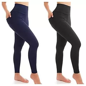 New Ladies High Waist 95% Cotton Yoga Pants Active Gym Sports Lycra Leggings - Picture 1 of 3