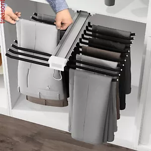 Pull Out Trousers Rack,Double-Row 22 Arms Jeans Hangers for Closet Trousers Rack - Picture 1 of 23