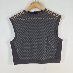 Manning Cartell womens crop top size 10 sheer grey mesh sleeveless zip 082494 - Picture 1 of 9