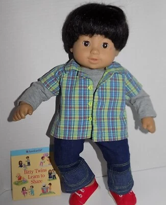Asian Bitty Twins American Girl Baby Doll Hispanic Boy Ethnic Twin w Denim Meet - Image 1 of 4
