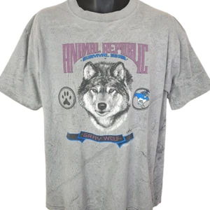 Vintage Gray Wolf T Shirt Mens Size Large 90s Nature Animal Tee Made In USA - Picture 1 of 10
