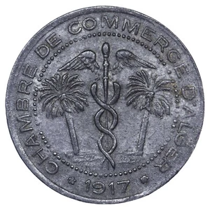Algérie jeton de nécessité 5 centimes 1917 Chambre de Commerce Alger - Zinc - Imagen 1 de 2