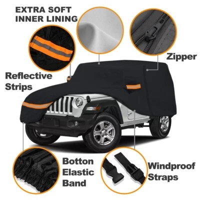 6 Layer Car Cover Waterproof Outdoor Snow Sun For Jeep Wrangler CJ TJ JK 2 Door - Image 1 of 4
