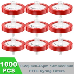 1000pcs PTFE Membrane Syringe Lab Filter 0.22 um 13mm Hydrophilic Hydrophobic GC - Picture 1 of 27
