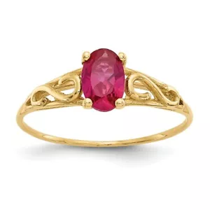 14K Yellow Gold Synthetic Ruby Birthstone Baby Ring Size 5 Madi K Kid's Jewelry - Picture 1 of 3
