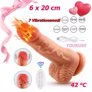 Penis Dildo Vibrator Realistischer G-Punkt Stoß-funktion Heizung Mit Saugnapf - Bild 1 von 12