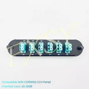 Fiber Optic Adapter Panel 6 LC Duplex Aqua OM3 OM4 Suit For CORNING CCH-CP12-E4 - Picture 1 of 6